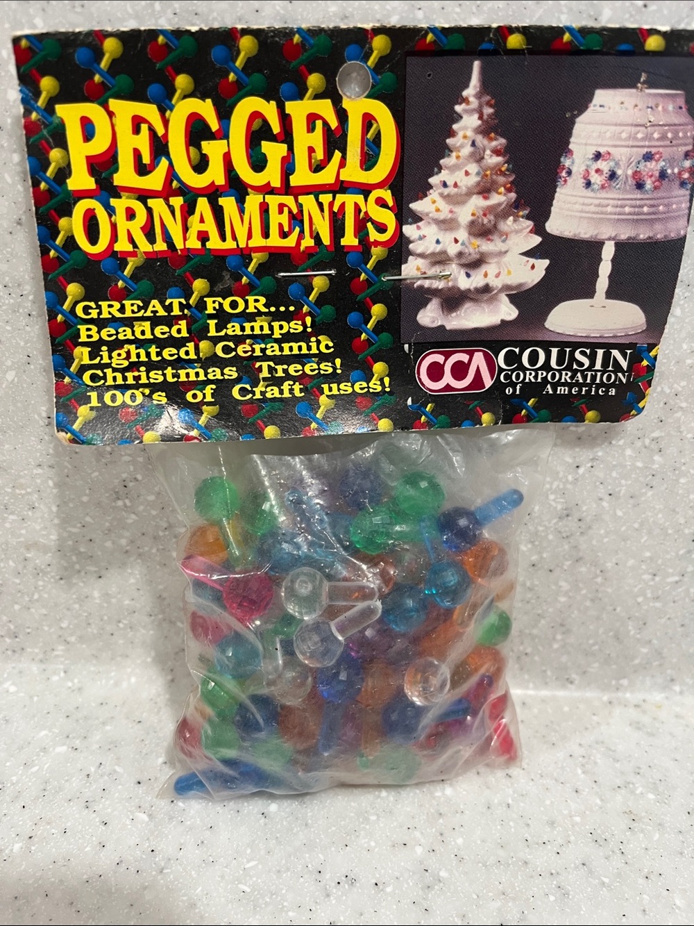 Vtg Pegged Ornaments For Lighted Ceramic Trees+ NOS Multicolor Cousin Corp MCM